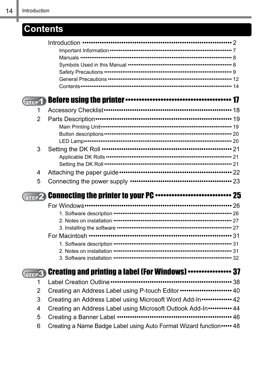 Brother QL-500 User Manual | Page 14 / 118