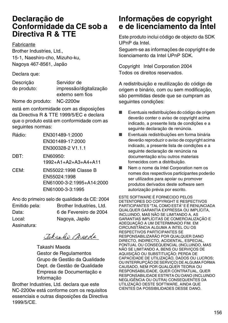 Português | Brother NC-2200W User Manual | Page 157 / 159