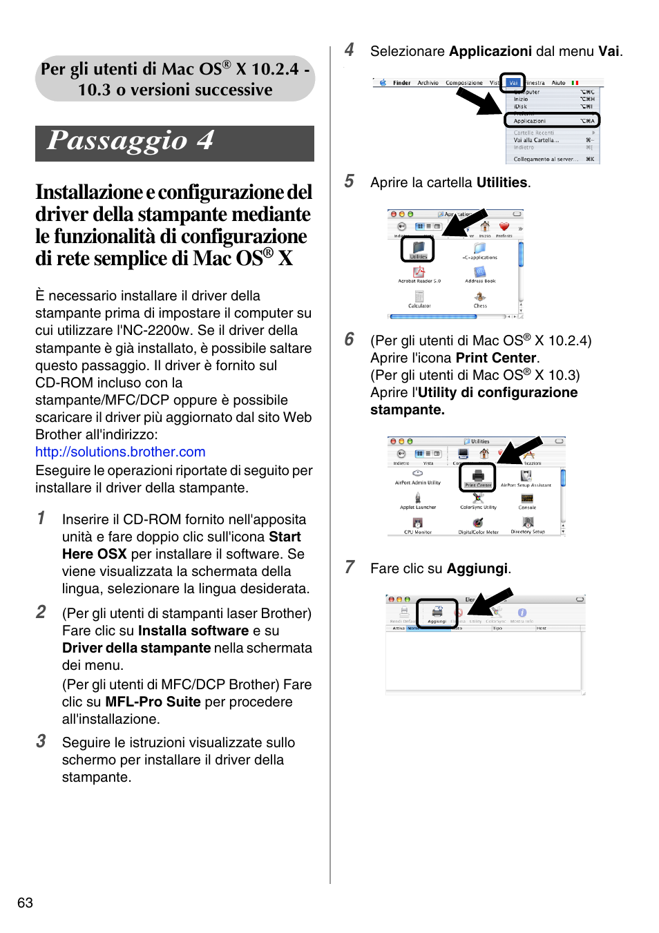 Passaggio 4, English | Brother NC-2200W User Manual | Page 64 / 159
