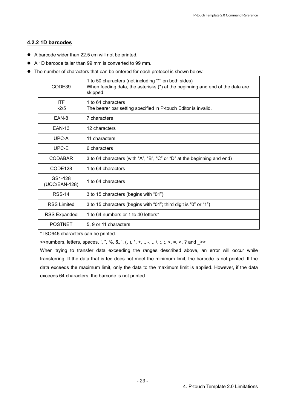 2 1d barcodes | Brother RJ-4030 User Manual | Page 29 / 110