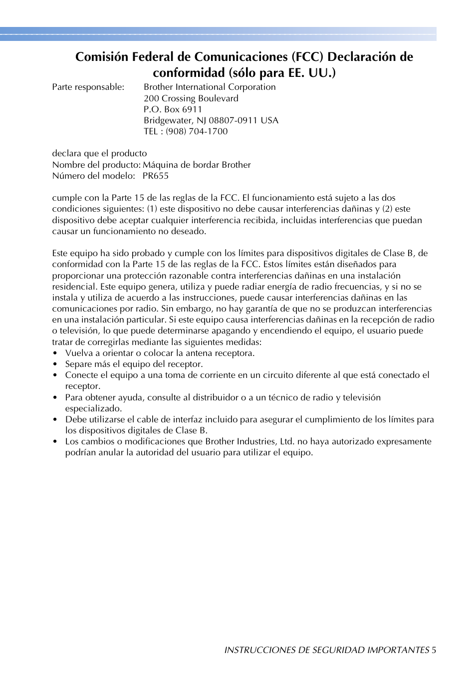 Brother PR655 User Manual | Page 7 / 280