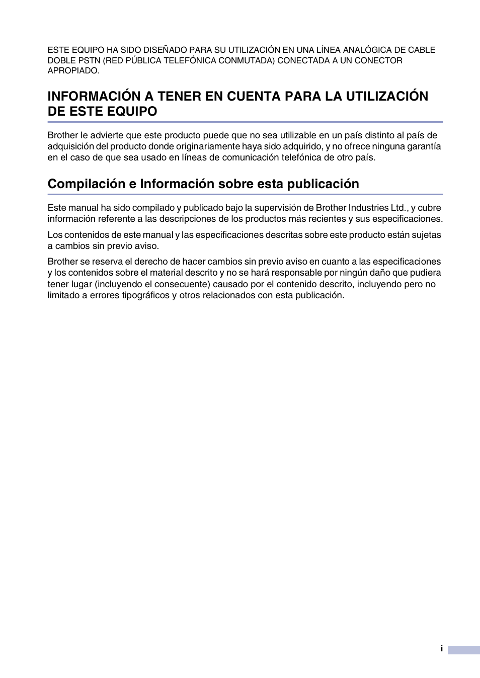 Compilación e información sobre esta publicación | Brother MFC-9420CN User Manual | Page 3 / 184