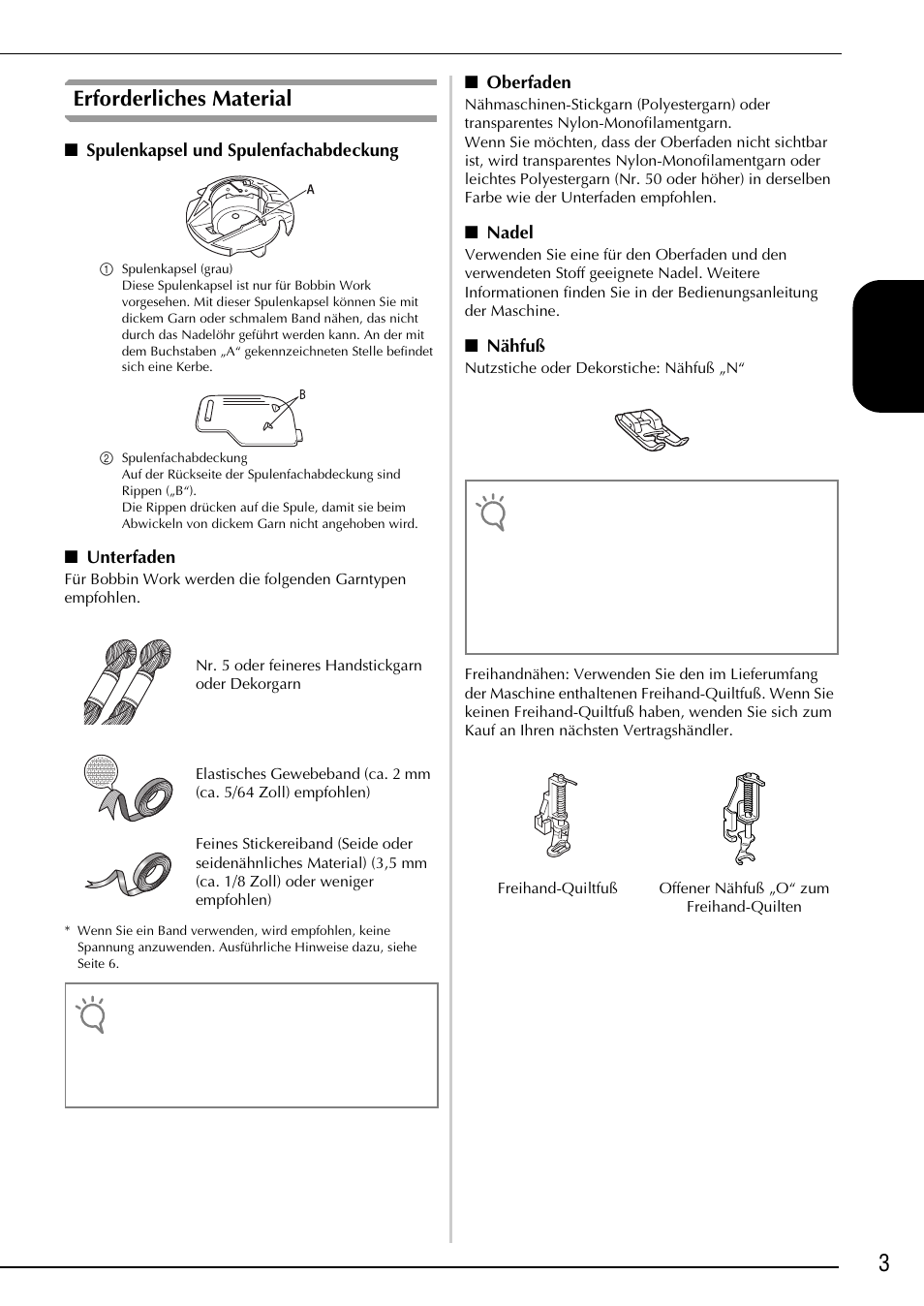 3deutsch, Erforderliches material | Brother Innov-is 2200 User Manual | Page 17 / 88