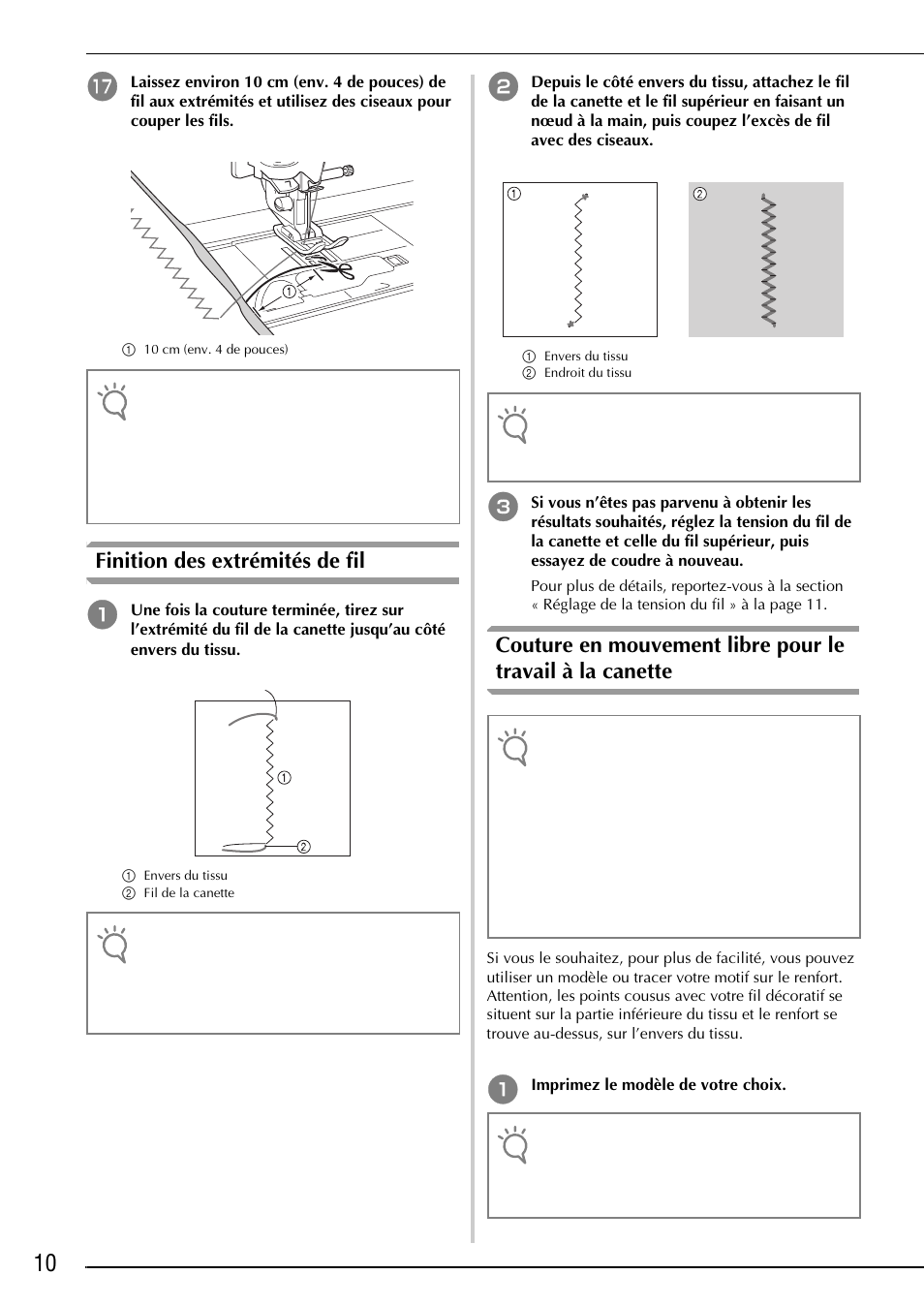 Finition des extrémités de fil | Brother Innov-is 2200 User Manual | Page 36 / 88
