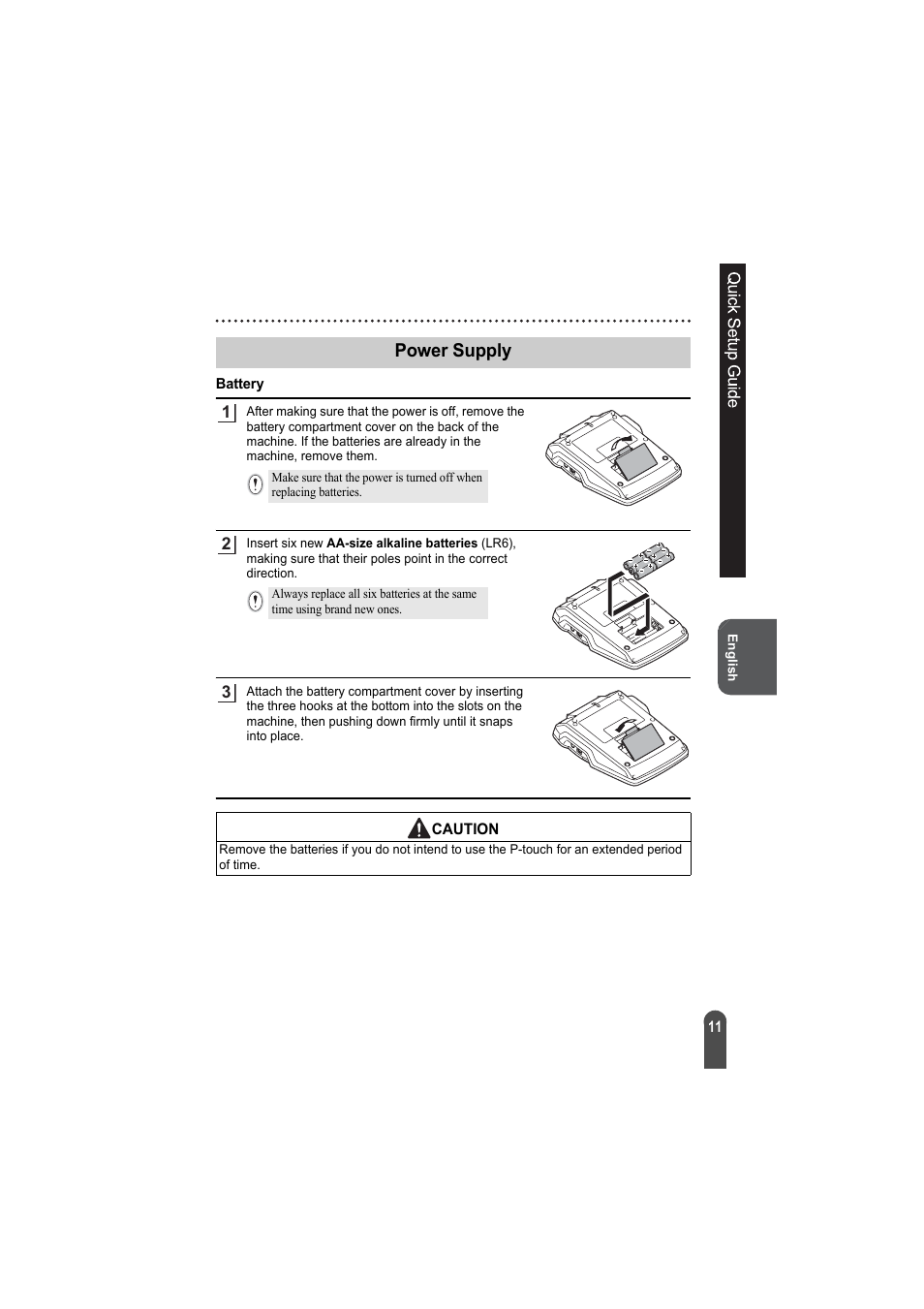 Power supply, Battery | Brother PT-2100 User Manual | Page 12 / 92
