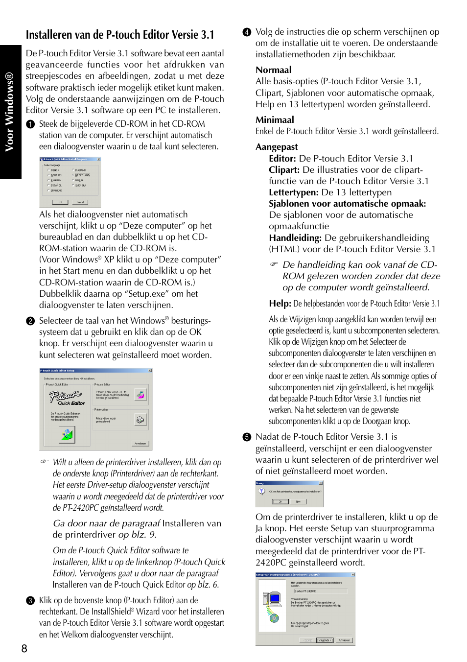 Installeren van de p-touch editor versie 3.1 | Brother PT-2420PC User Manual | Page 106 / 280