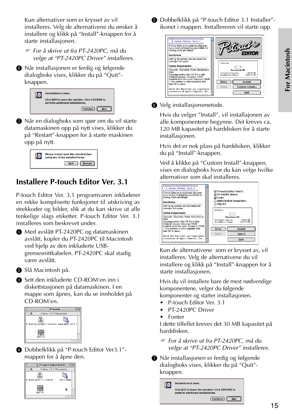 Installere p-touch editor ver. 3.1 | Brother PT-2420PC User Manual | Page 173 / 280
