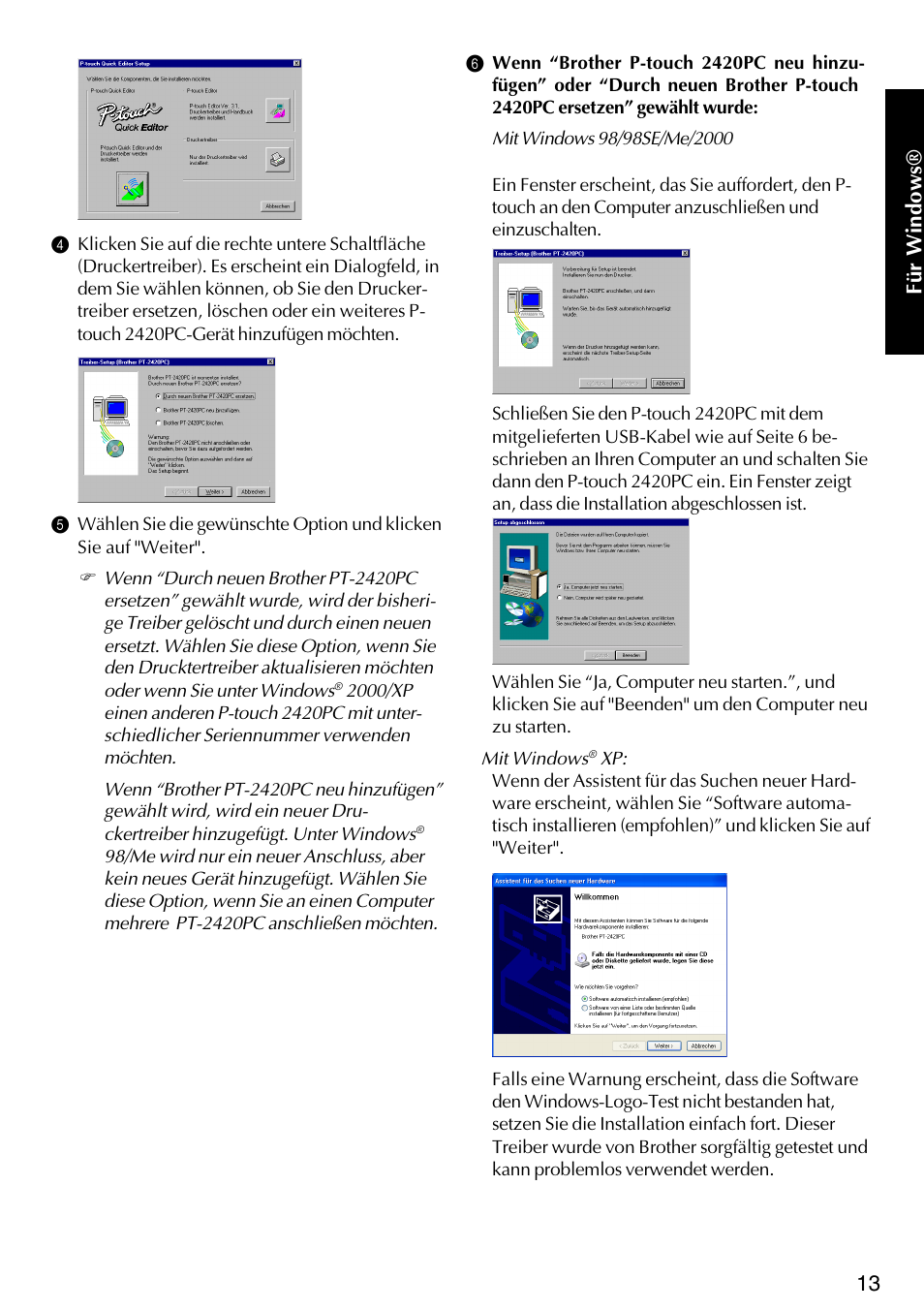 Für windows | Brother PT-2420PC User Manual | Page 77 / 280
