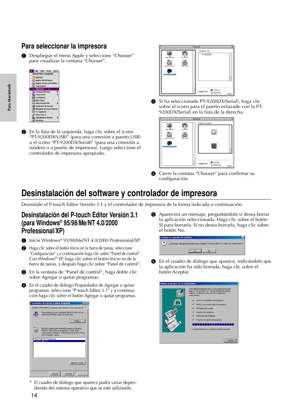 Para seleccionar la impresora | Brother PT-9200DX User Manual | Page 132 / 156