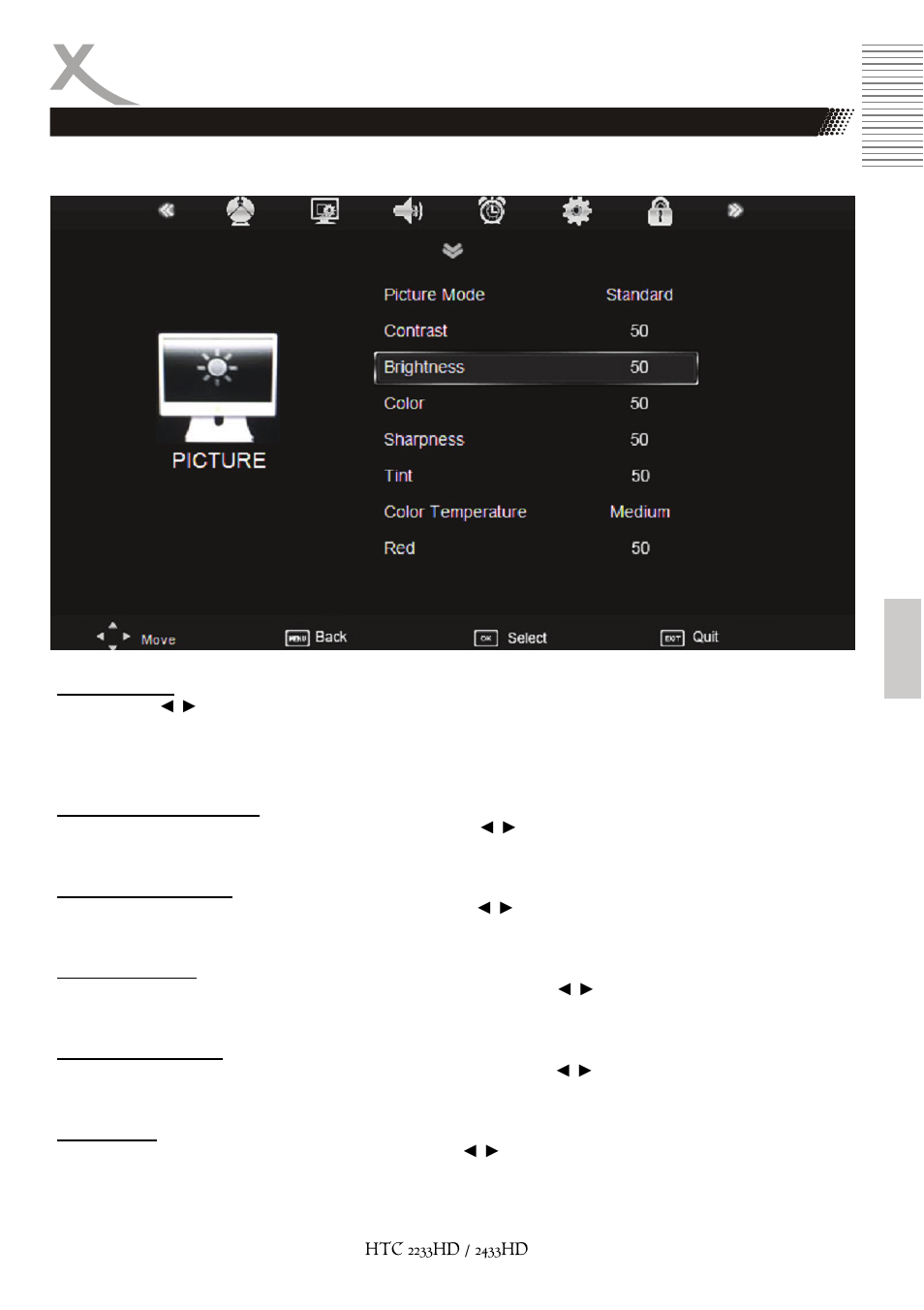 Réglages lcd | Xoro HTC 2233HD User Manual | Page 179 / 204