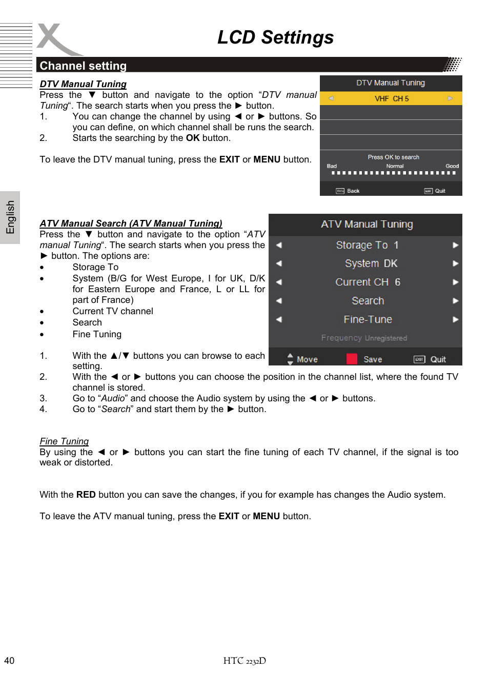 Lcd settings | Xoro HTC 2232D User Manual | Page 106 / 198
