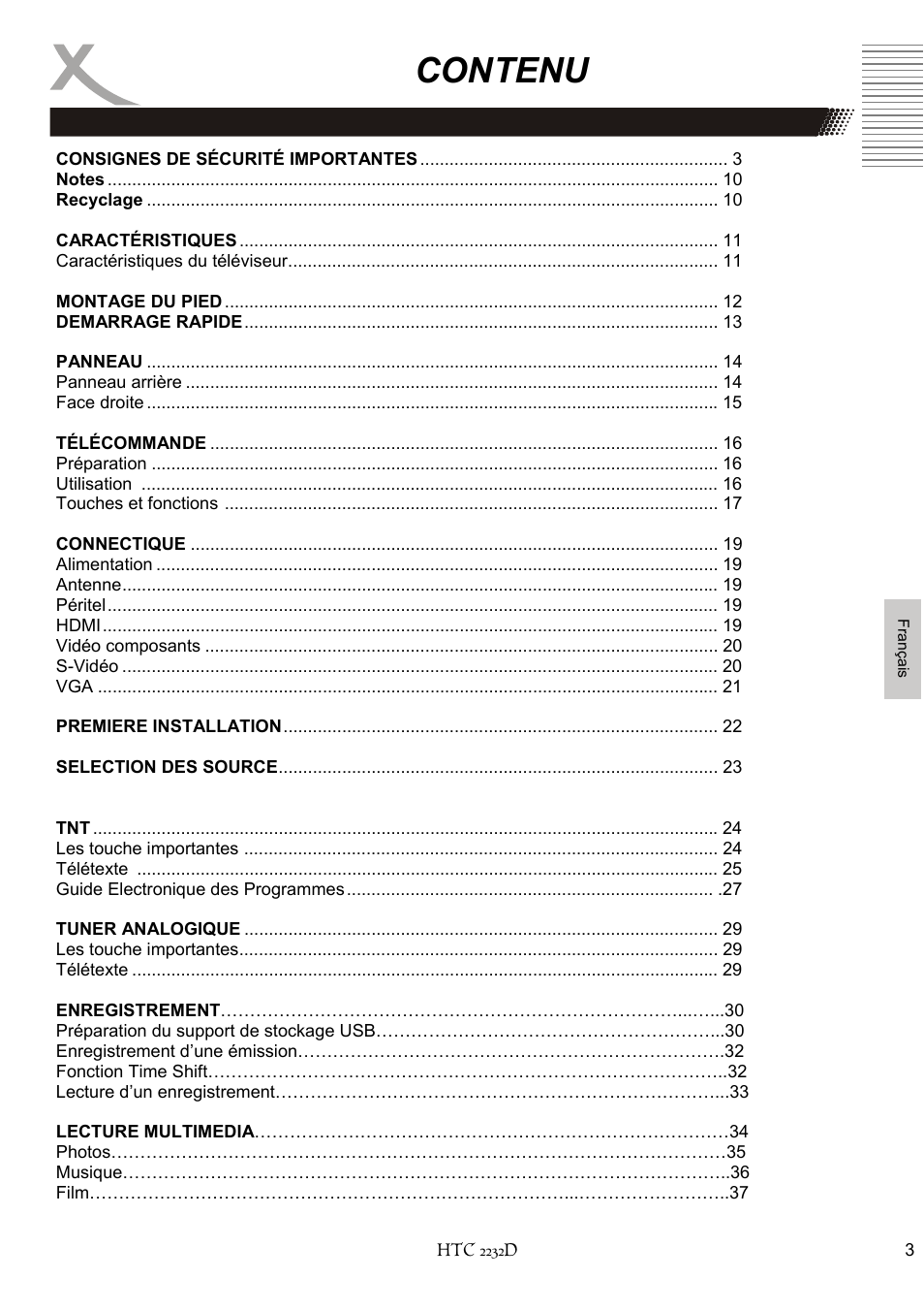 Contenu | Xoro HTC 2232D User Manual | Page 133 / 198