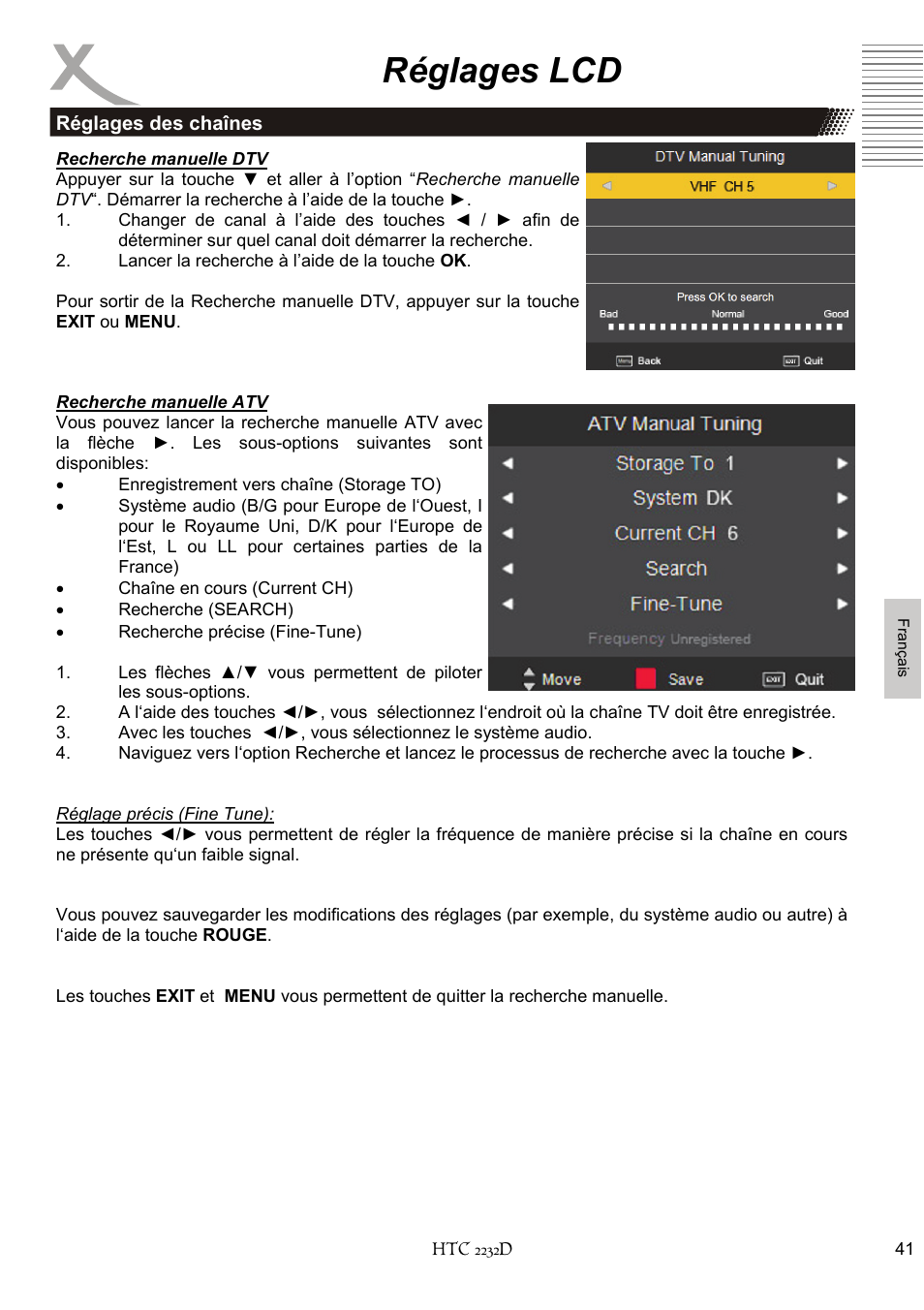 Réglages lcd | Xoro HTC 2232D User Manual | Page 171 / 198