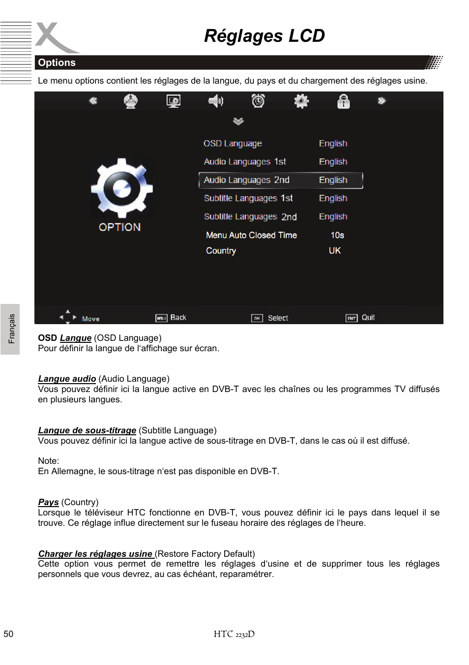 Réglages lcd | Xoro HTC 2232D User Manual | Page 180 / 198