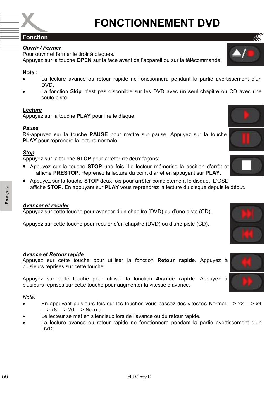 Fonctionnement dvd | Xoro HTC 2232D User Manual | Page 186 / 198