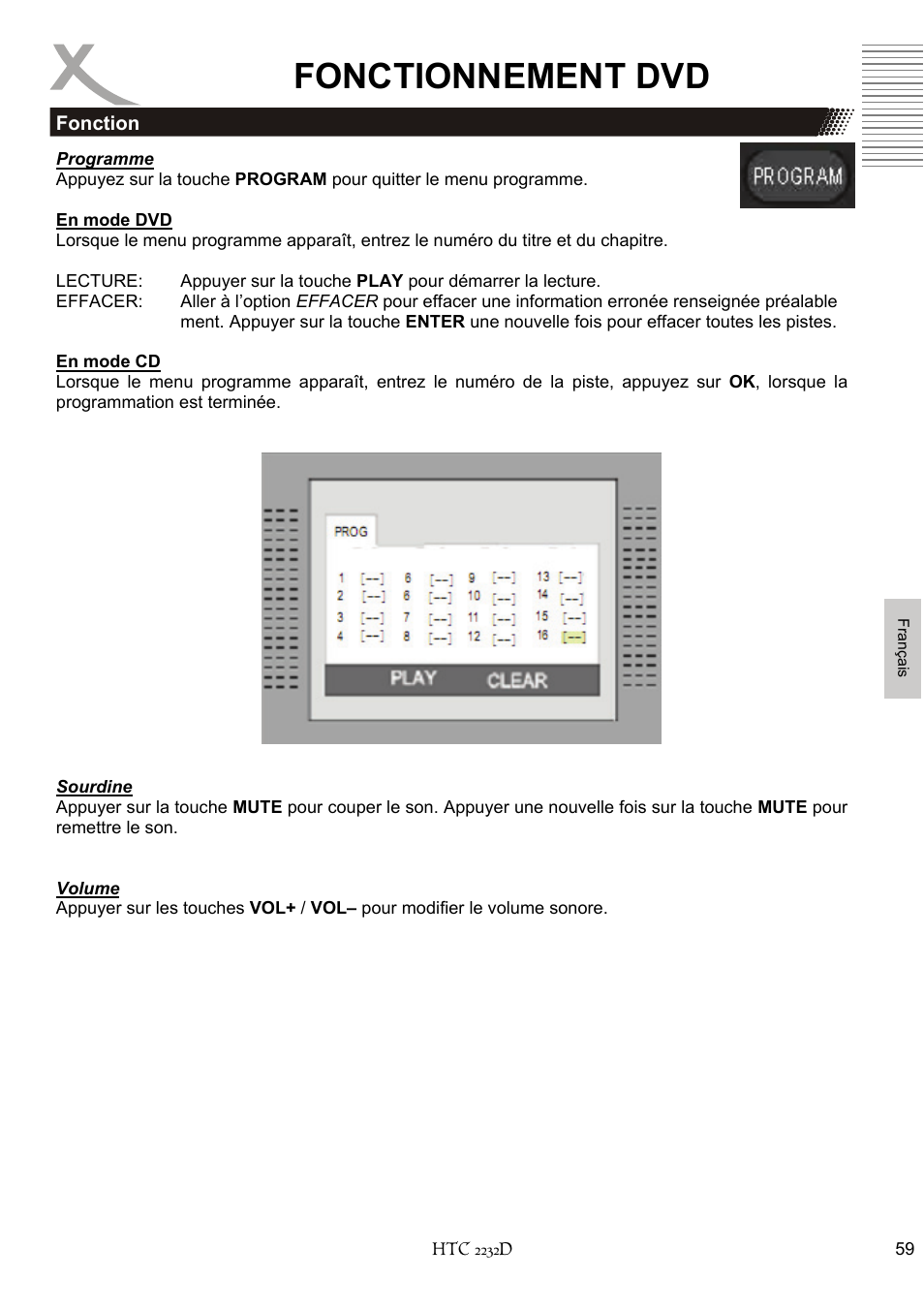 Fonctionnement dvd | Xoro HTC 2232D User Manual | Page 189 / 198