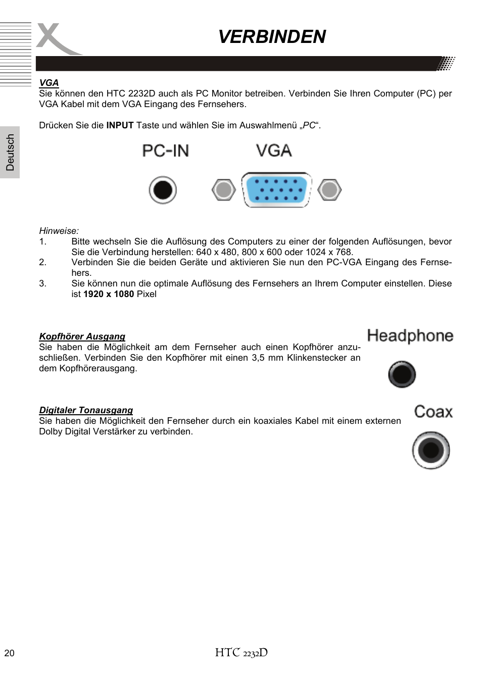 Verbinden | Xoro HTC 2232D User Manual | Page 20 / 198