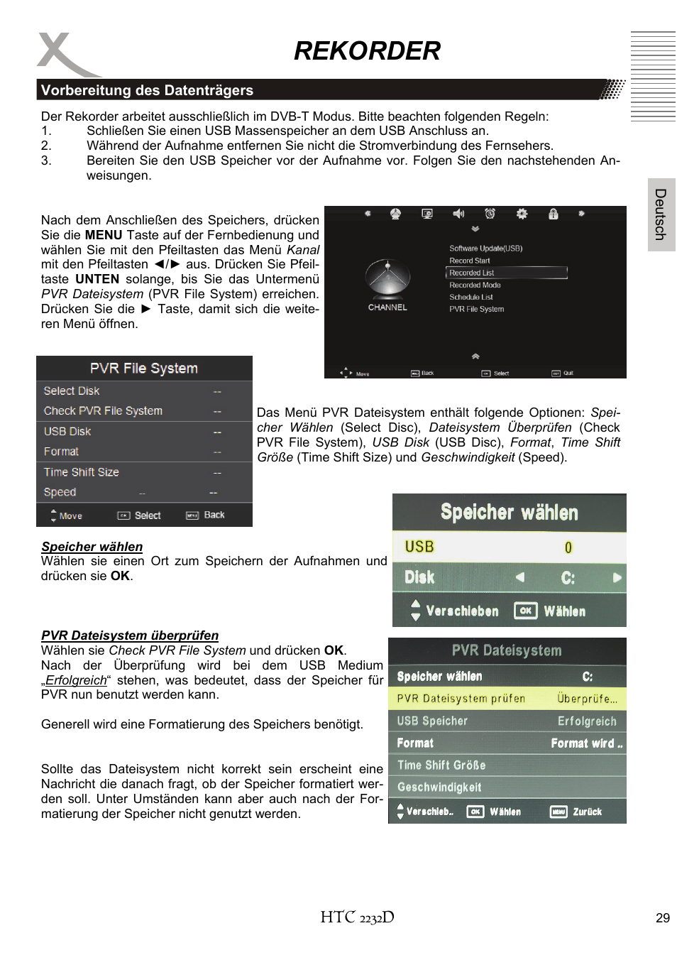 Rekorder | Xoro HTC 2232D User Manual | Page 29 / 198