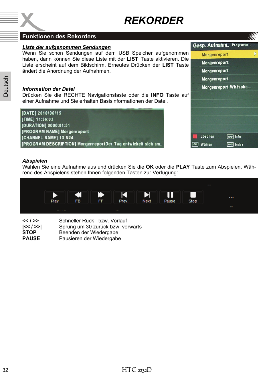 Rekorder | Xoro HTC 2232D User Manual | Page 32 / 198