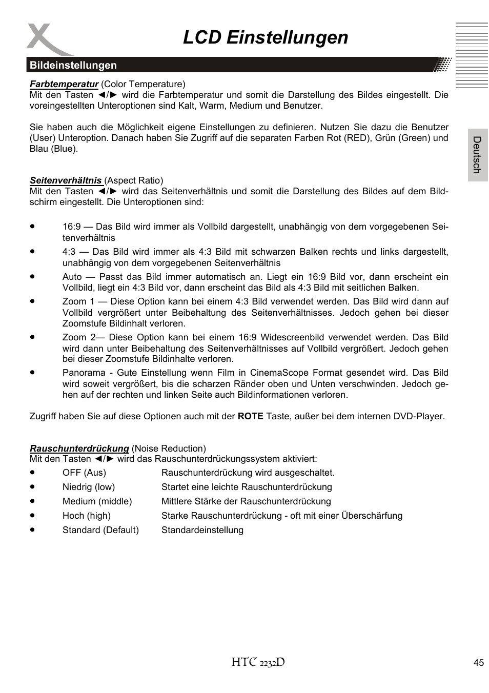 Lcd einstellungen | Xoro HTC 2232D User Manual | Page 45 / 198