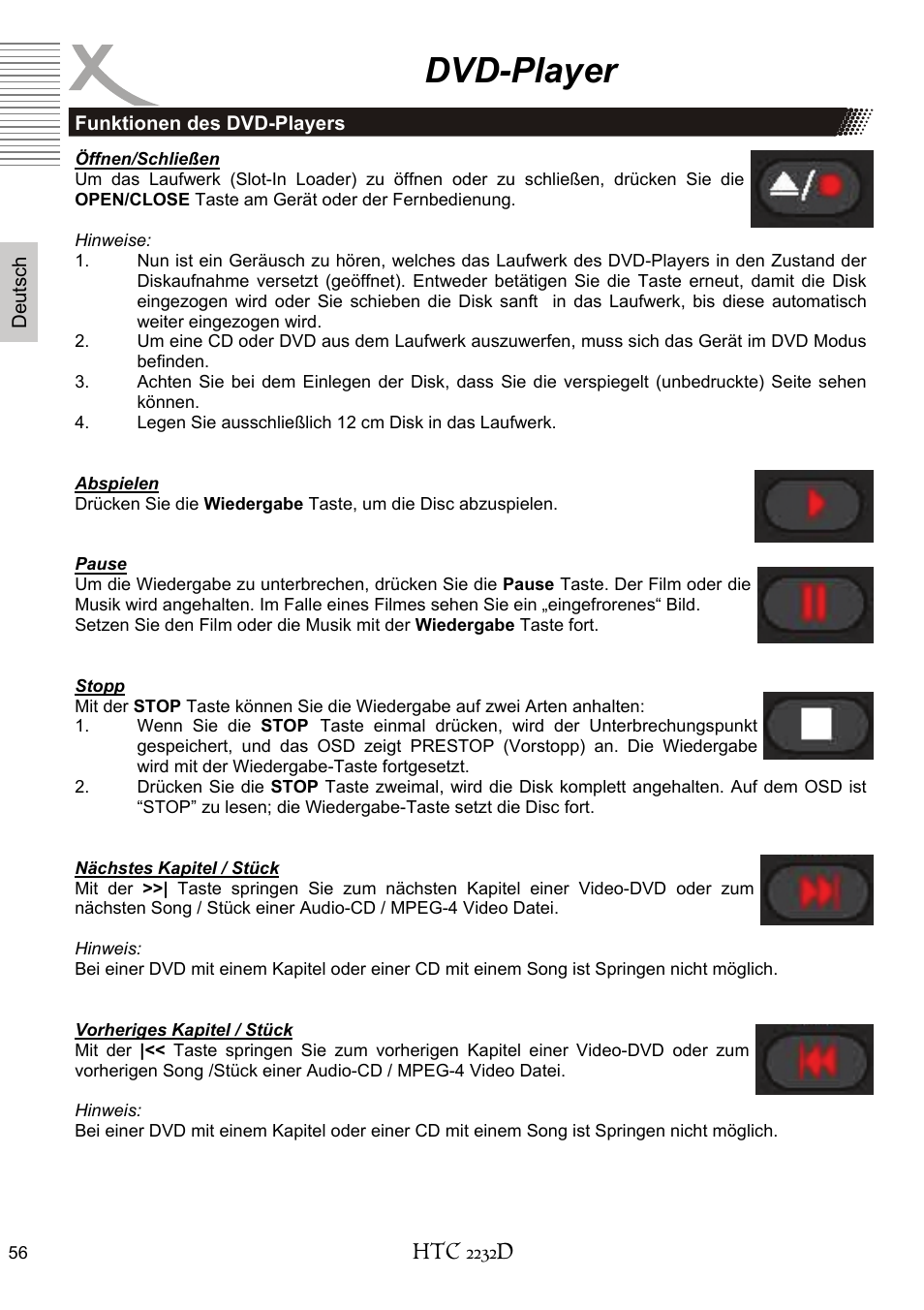 Dvd-player | Xoro HTC 2232D User Manual | Page 56 / 198