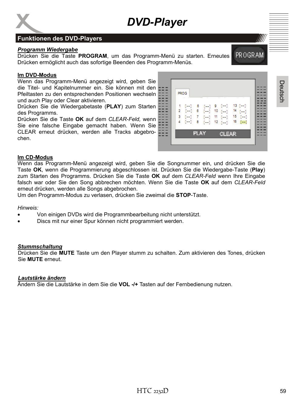 Dvd-player | Xoro HTC 2232D User Manual | Page 59 / 198