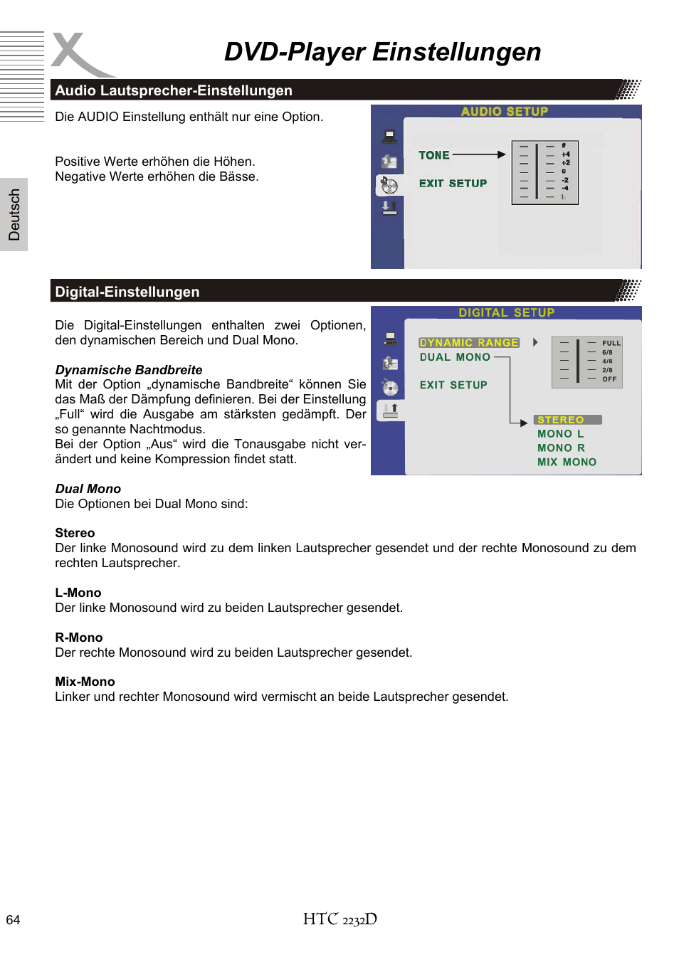 Dvd-player einstellungen | Xoro HTC 2232D User Manual | Page 64 / 198