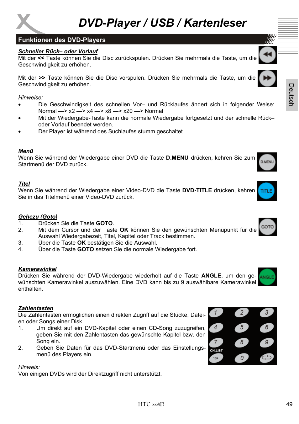 Dvd-player / usb / kartenleser | Xoro HTC 2228D User Manual | Page 49 / 174