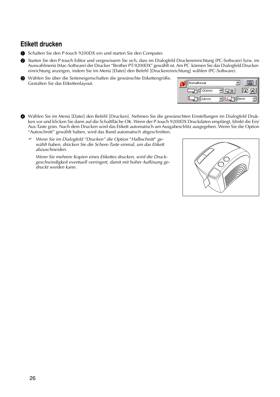 Etikett drucken | Brother PT-9200DX User Manual | Page 106 / 232