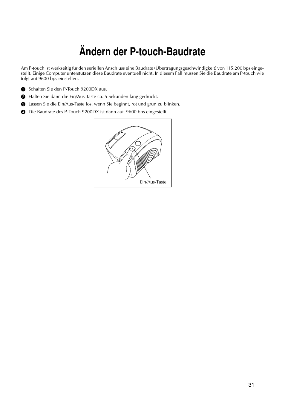 Ändern der p-touch-baudrate | Brother PT-9200DX User Manual | Page 111 / 232