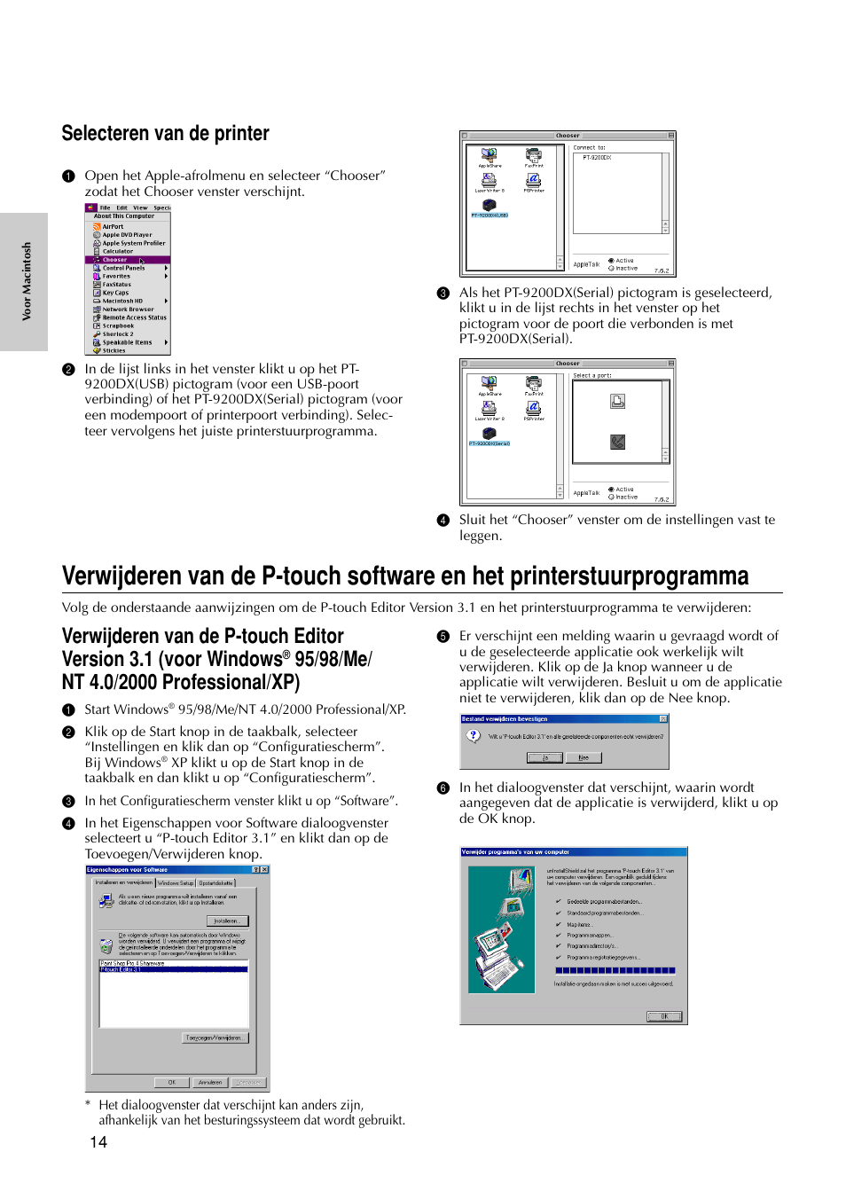 Selecteren van de printer | Brother PT-9200DX User Manual | Page 132 / 232