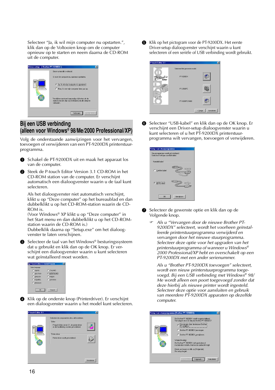 Bij een usb verbinding (alleen voor windows | Brother PT-9200DX User Manual | Page 134 / 232