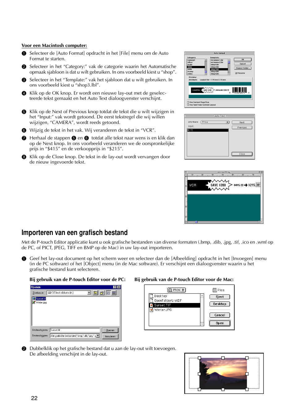 Importeren van een grafisch bestand | Brother PT-9200DX User Manual | Page 140 / 232