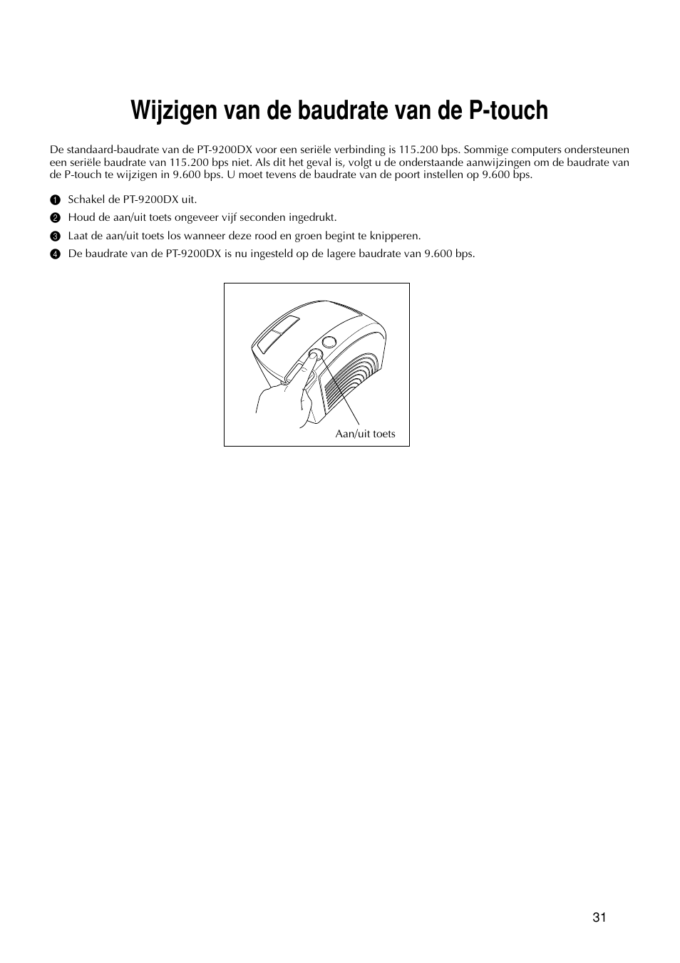 Wijzigen van de baudrate van de p-touch | Brother PT-9200DX User Manual | Page 149 / 232
