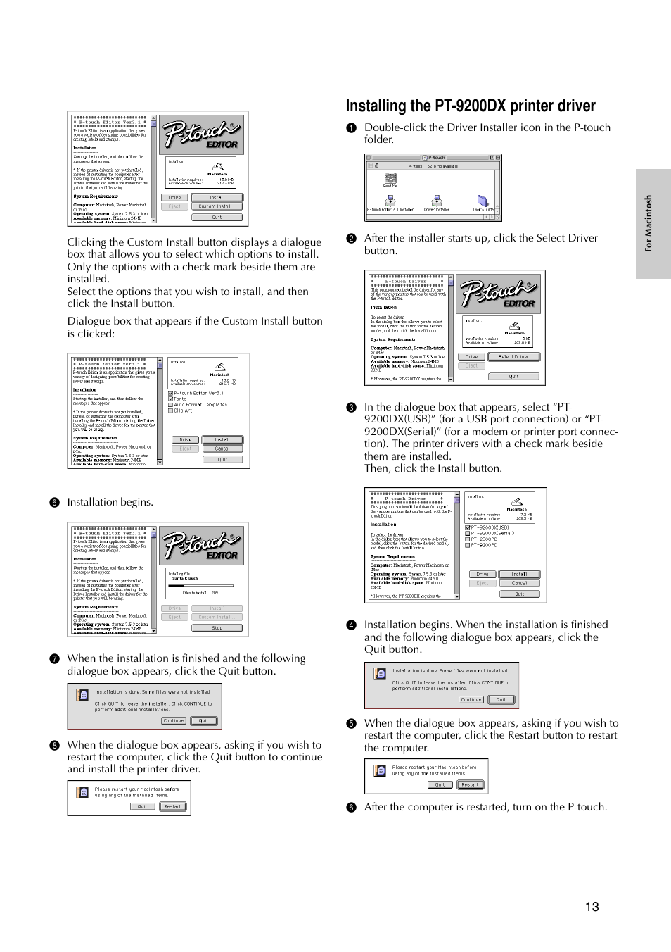 Installing the pt-9200dx printer driver | Brother PT-9200DX User Manual | Page 17 / 232