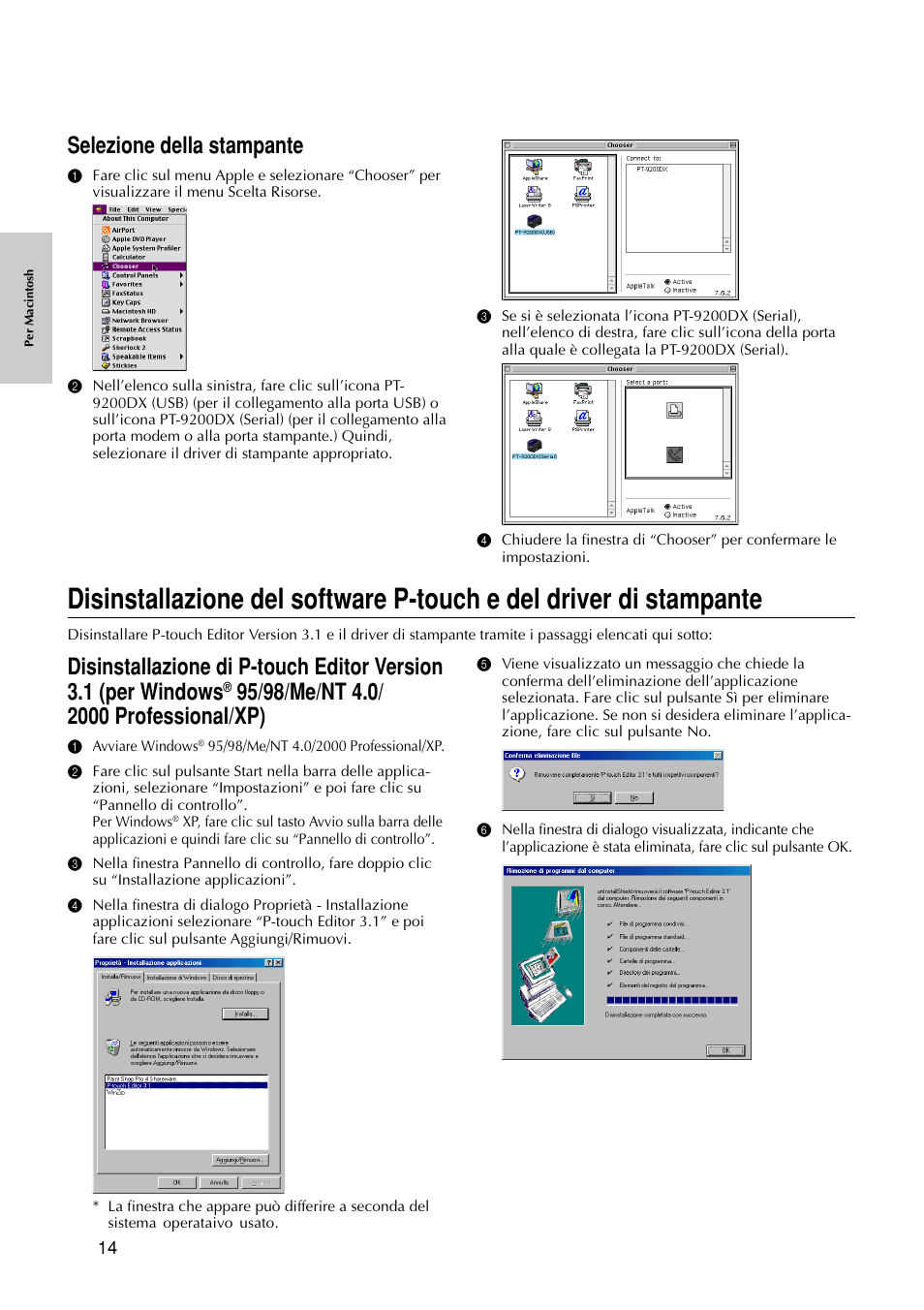 Selezione della stampante | Brother PT-9200DX User Manual | Page 170 / 232