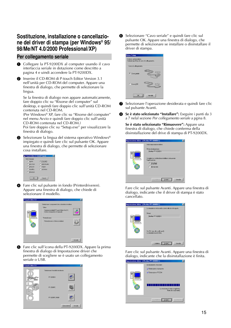 Per collegamento seriale | Brother PT-9200DX User Manual | Page 171 / 232