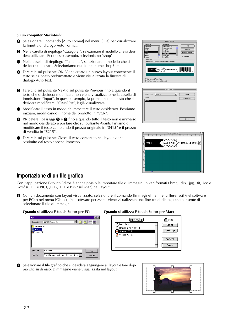 Importazione di un file grafico | Brother PT-9200DX User Manual | Page 178 / 232