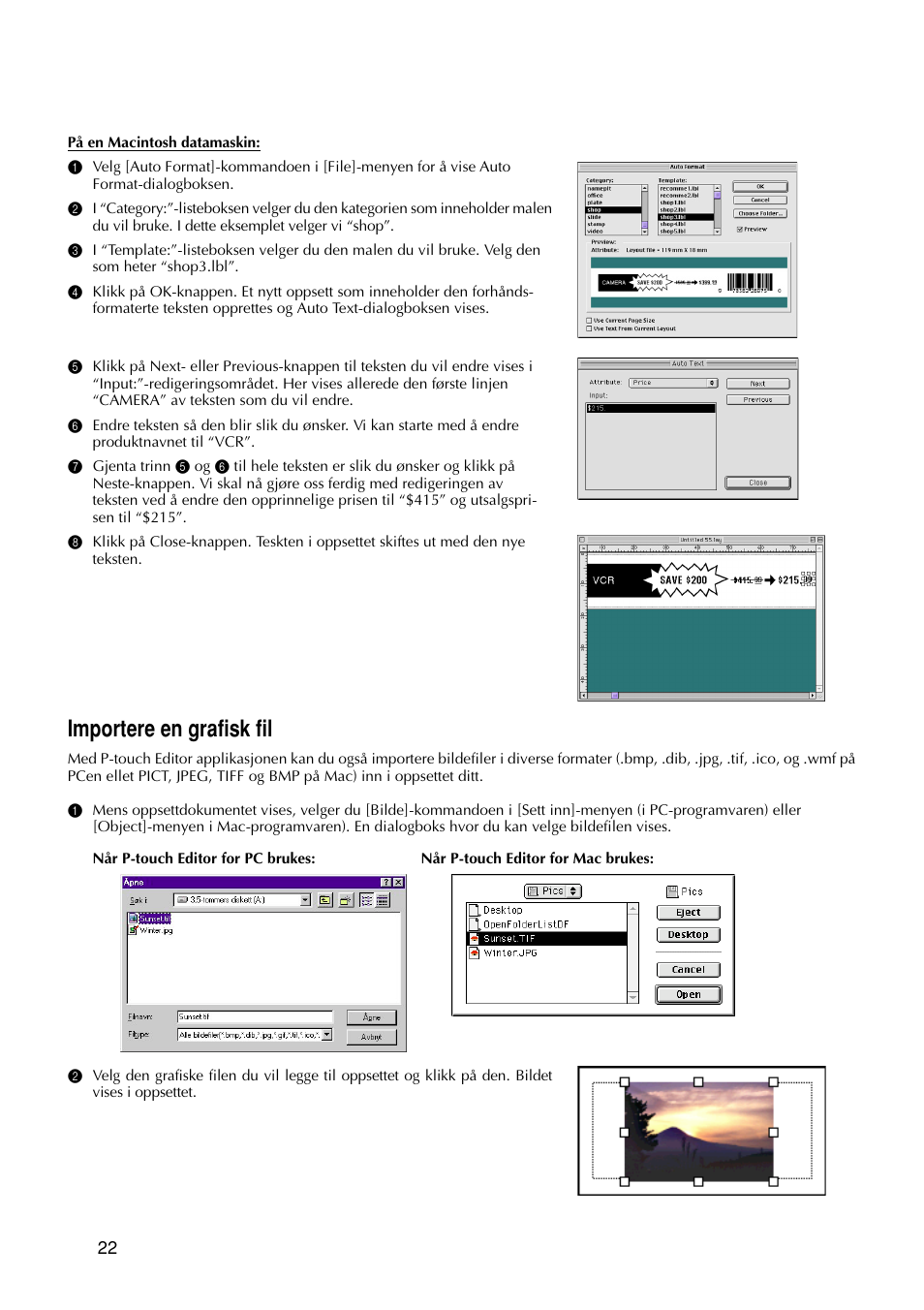 Importere en grafisk fil | Brother PT-9200DX User Manual | Page 216 / 232
