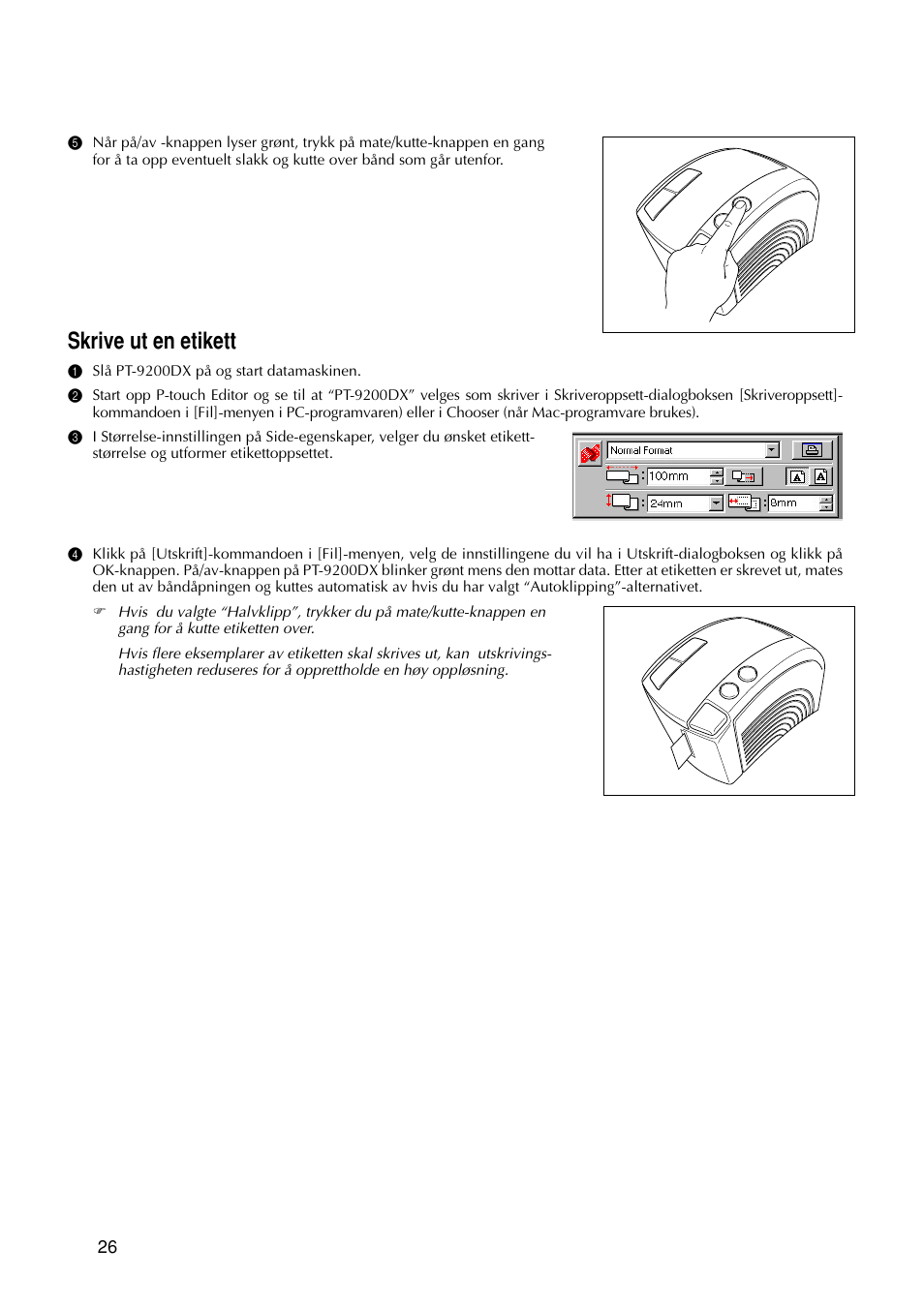 Skrive ut en etikett | Brother PT-9200DX User Manual | Page 220 / 232