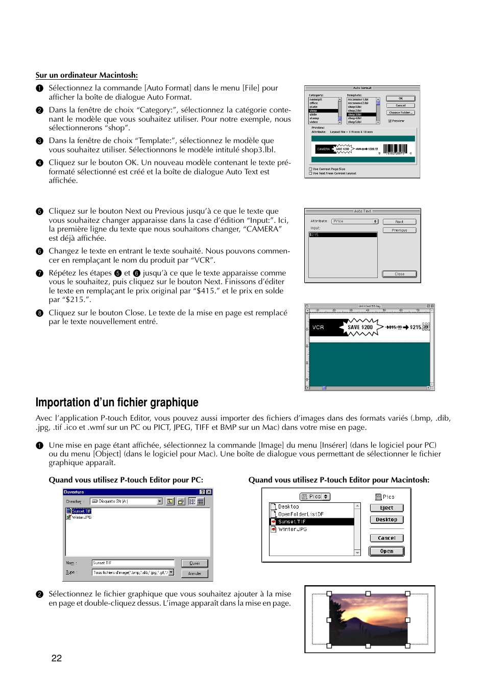 Importation d’un fichier graphique | Brother PT-9200DX User Manual | Page 64 / 232