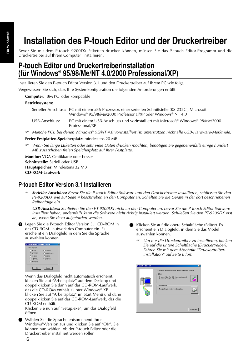 P-touch editor version 3.1 installieren | Brother PT-9200DX User Manual | Page 86 / 232