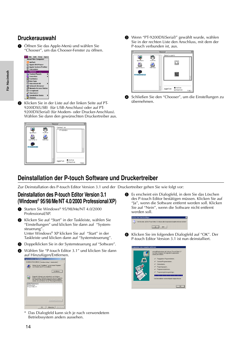 Druckerauswahl | Brother PT-9200DX User Manual | Page 94 / 232