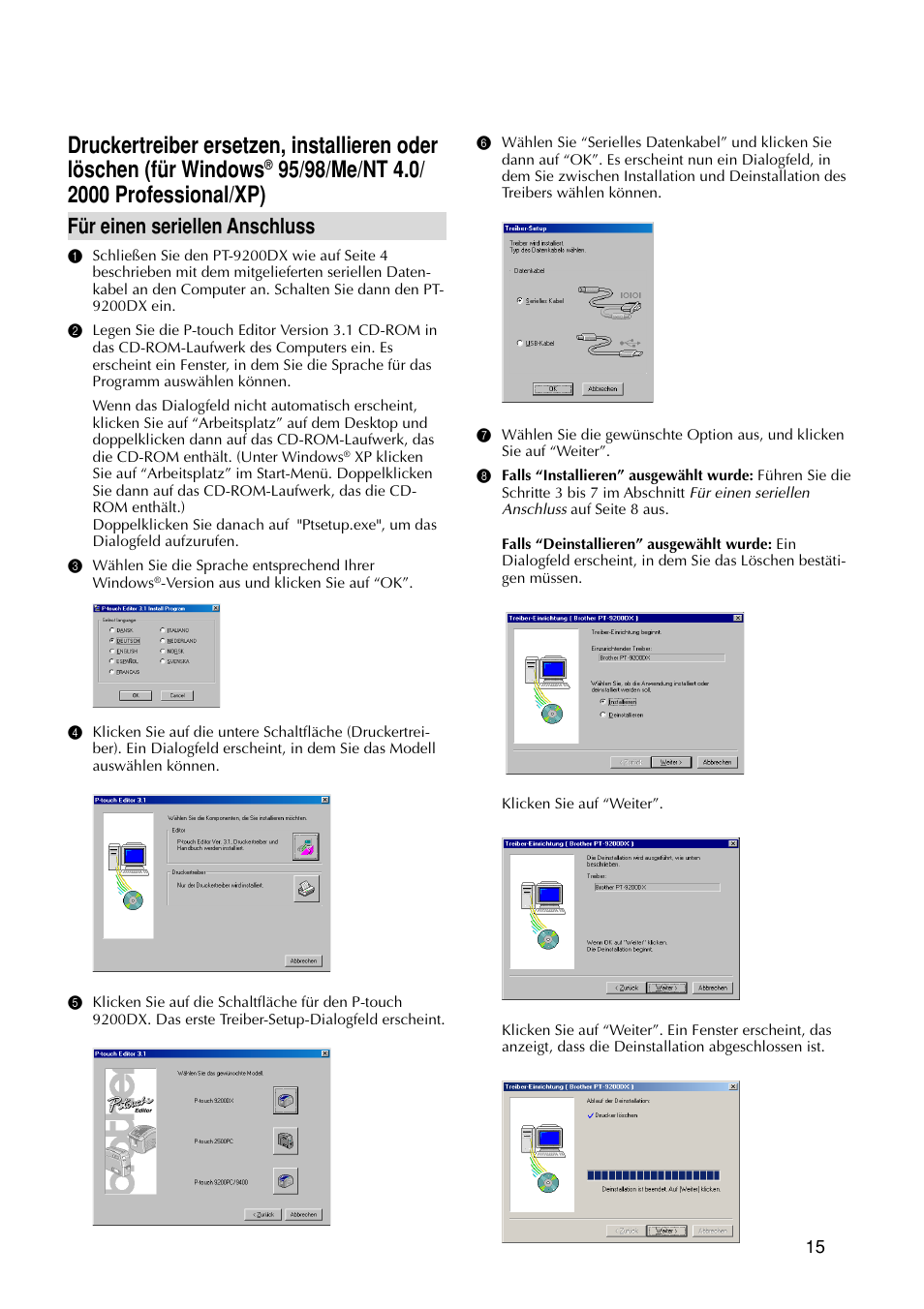 Für einen seriellen anschluss | Brother PT-9200DX User Manual | Page 95 / 232