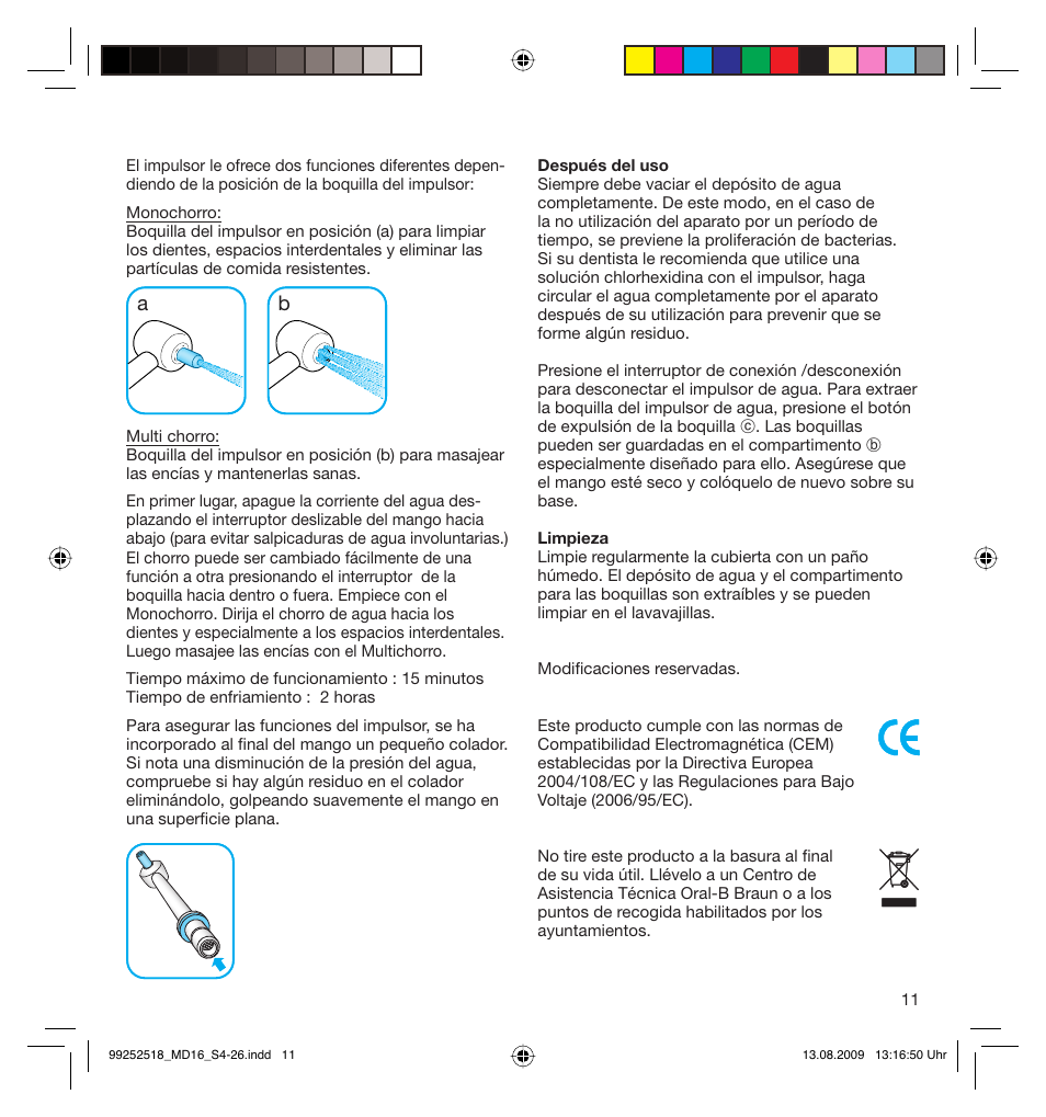 Braun MD16 Professional Care 6500 WaterJet User Manual | Page 11 / 23