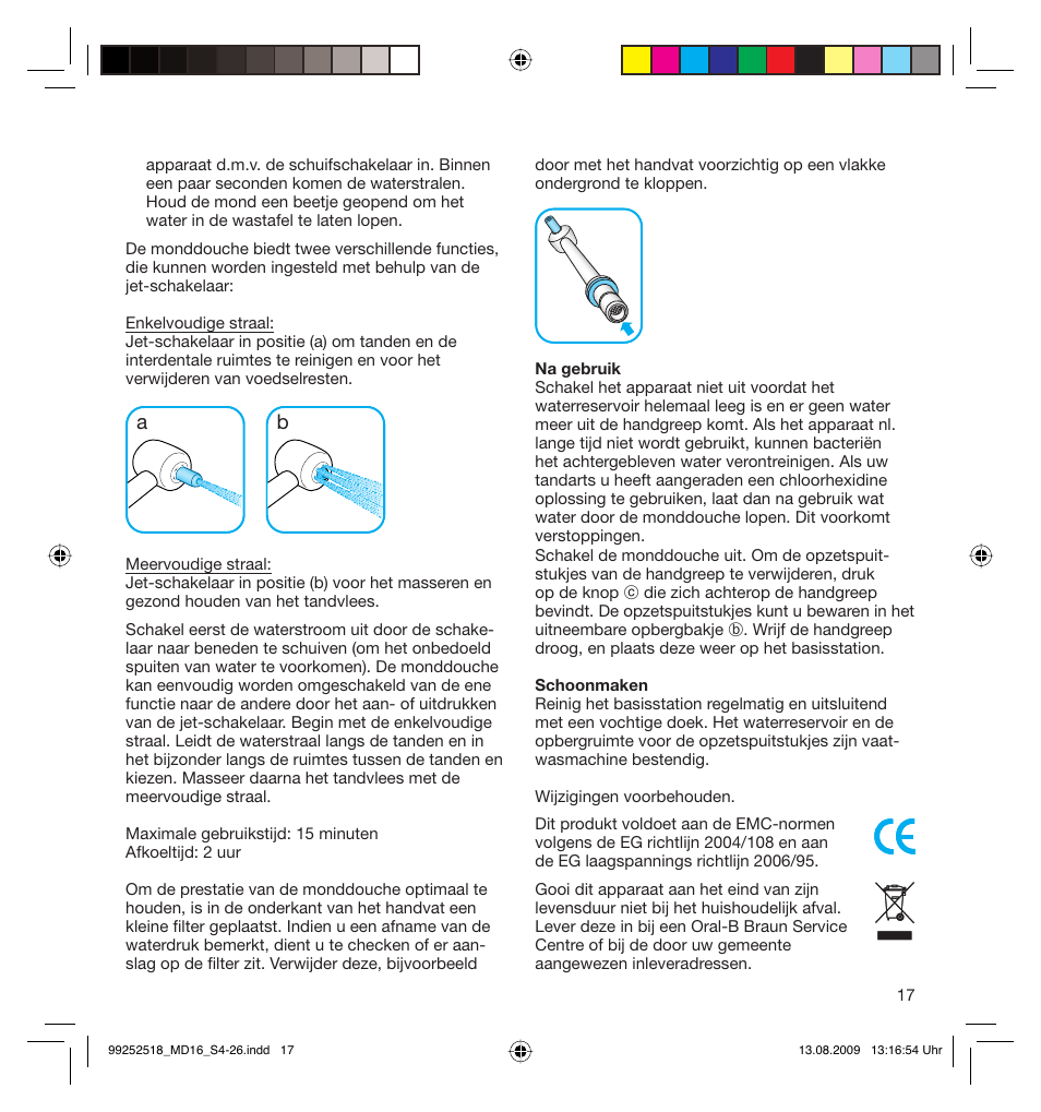Braun MD16 Professional Care 6500 WaterJet User Manual | Page 17 / 23