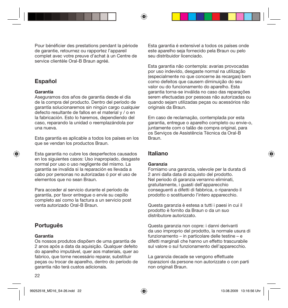 Braun MD16 Professional Care 6500 WaterJet User Manual | Page 22 / 23
