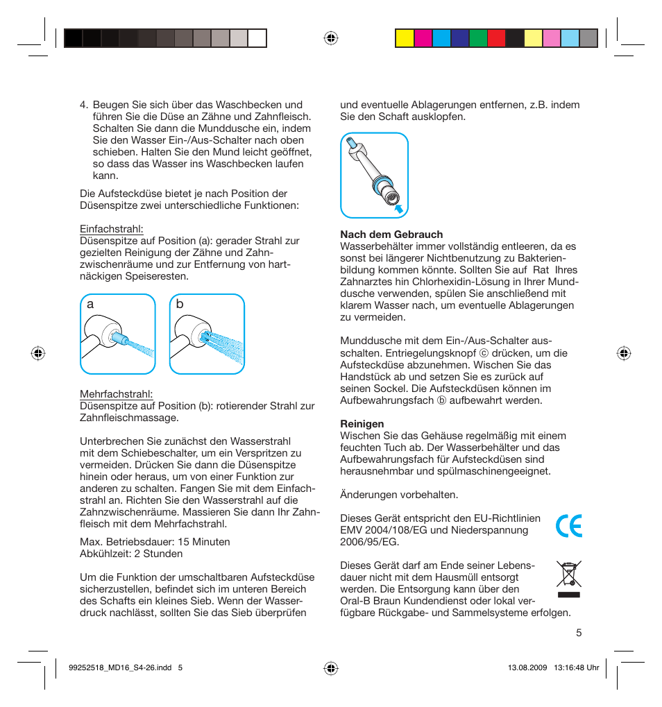 Braun MD16 Professional Care 6500 WaterJet User Manual | Page 5 / 23