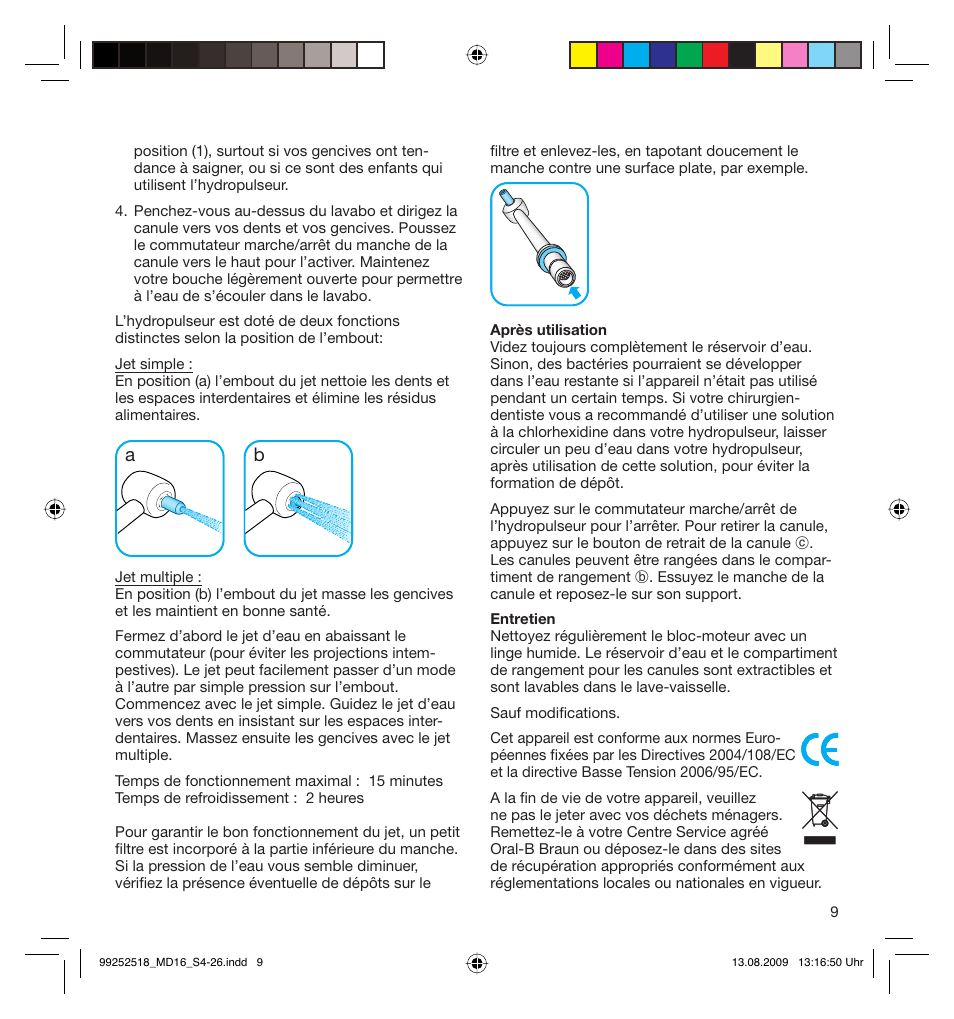 Braun MD16 Professional Care 6500 WaterJet User Manual | Page 9 / 23
