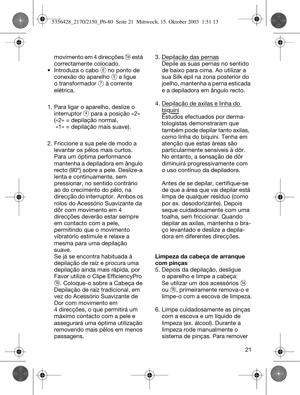 Braun 2150 Silk-épil EverSoft User Manual | Page 20 / 76